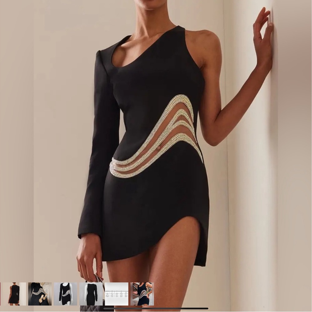 Lena Vie Crystal Mid Black Bandage